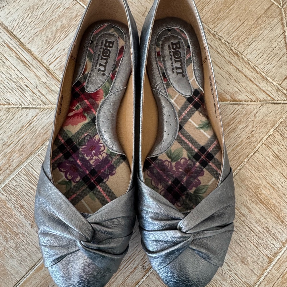 Born Silver Flats with Elegant Bow Detail